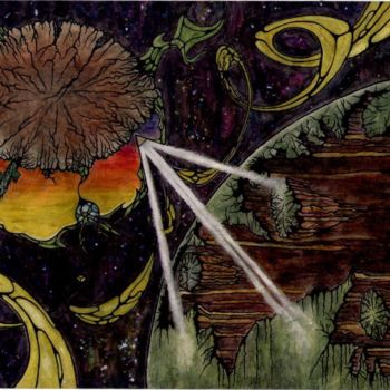 Painting titled "Extranos Mundos" by Jeronimo Sebastian Gilberto, Original Artwork, Ink