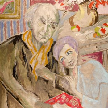 Pintura intitulada "le couple à la lett…" por Dominique Bertrand, Obras de arte originais, Óleo