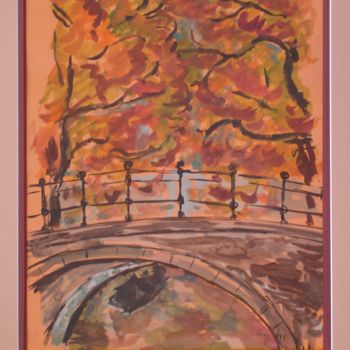 绘画 标题为“passerelle en autom…” 由Ioana, 原创艺术品, 水粉