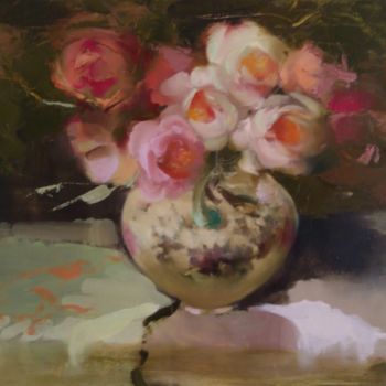 Painting titled "Ķīnas vāze" by Sanda Malniece, Original Artwork, Oil