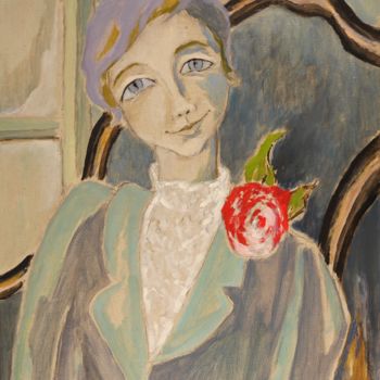 Peinture intitulée "La rose rouge" par Dominique Bertrand, Œuvre d'art originale, Huile