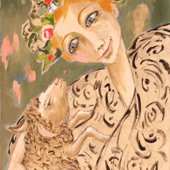 Peinture intitulée "Femme fleur" par Dominique Bertrand, Œuvre d'art originale, Huile