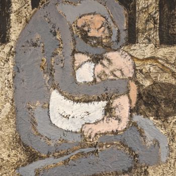 Peinture intitulée "Maternité (4)" par Dominique Bertrand, Œuvre d'art originale, Huile