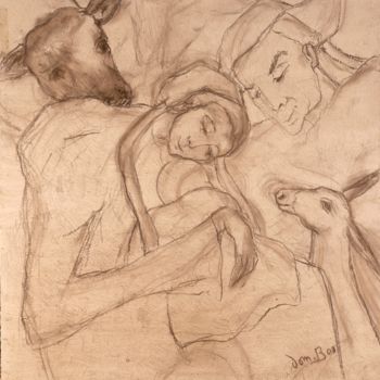 Peinture intitulée "Crèche" par Dominique Bertrand, Œuvre d'art originale