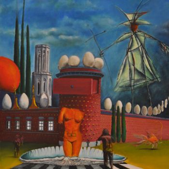 绘画 标题为“Hommage au Genie de…” 由Sebastien Devore (Art-bracadabrac), 原创艺术品, 油 安装在纸板上