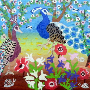 Painting titled "Les Léons" by Chrystelle Ragot, Original Artwork, Acrylic Mounted on Wood Stretcher frame