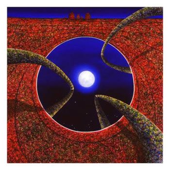 绘画 标题为“The Lake & Full Moon” 由Andre Van Der Kerkhoff, 原创艺术品, 丙烯
