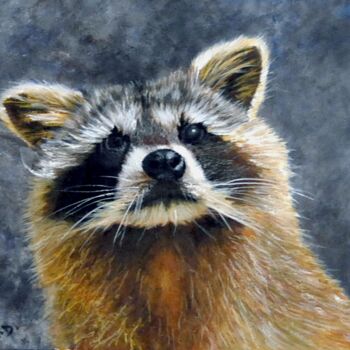 Painting titled "et-un-raton-laveur.…" by Catherine Digue - Turpin, Original Artwork, Gouache