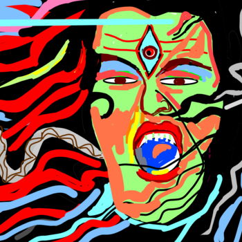 数字艺术 标题为“shiva-swallowing-ha…” 由Anandswaroop Manchiraju, 原创艺术品, 数字油画