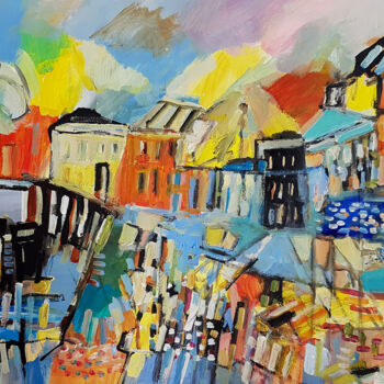 Peinture intitulée "Maillage balnéaire" par Muriel Cayet, Œuvre d'art originale, Acrylique
