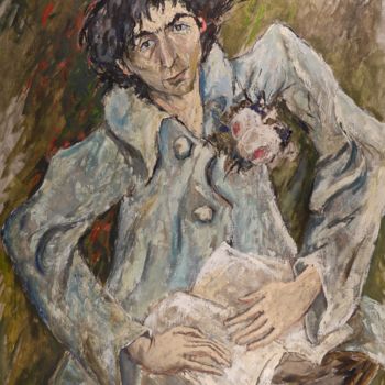 Peinture intitulée "Philippe M. (bleu)" par Dominique Bertrand, Œuvre d'art originale, Huile