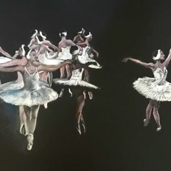 Pittura intitolato "Il lago dei cigni d…" da Stefano Di Marco, Opera d'arte originale, Pastello