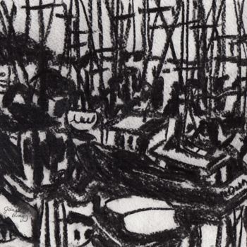 Drawing titled "Anacortes Marina in…" by Janel Bragg, Original Artwork, Charcoal