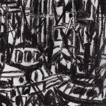 Zeichnungen mit dem Titel "Anacortes Marina in…" von Janel Bragg, Original-Kunstwerk, Kohle