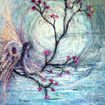 Peinture intitulée "fée de la nature" par Sylvie Ollivier, Œuvre d'art originale, Huile