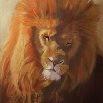 Peinture intitulée "Le lion" par Catherine Costet (Lccat), Œuvre d'art originale, Pastel