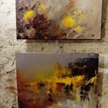 Peinture intitulée "abstraits jaunes" par Catherine Dufrene (Katy), Œuvre d'art originale