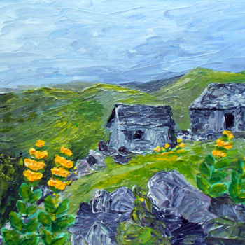 Peinture intitulée "BURONS ET GENTIANES" par Nicodi, Œuvre d'art originale, Acrylique