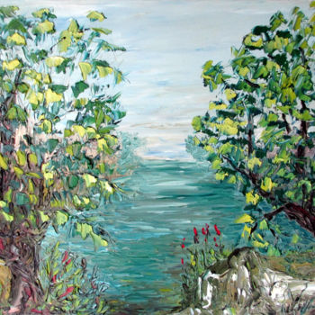 Pintura titulada "AU BORD DE L'EAU" por Nicodi, Obra de arte original, Oleo