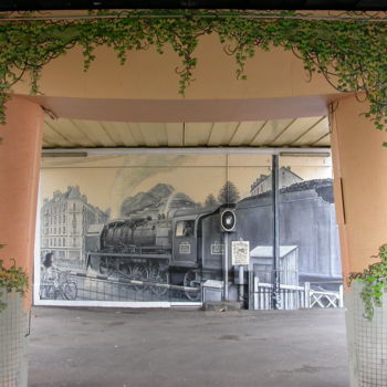 Peinture intitulée "PONT SNCF MARCHE DE…" par Nessé, Œuvre d'art originale, Acrylique