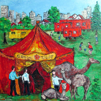 Peinture intitulée "LE CIRQUE S'EST INS…" par Nicodi, Œuvre d'art originale, Acrylique