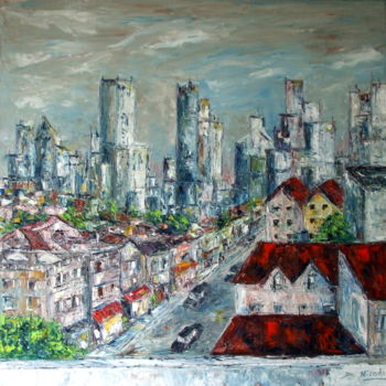 Peinture intitulée "DE MON BALCON JE VO…" par Nicodi, Œuvre d'art originale, Huile