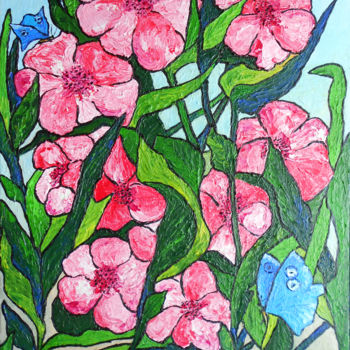 Peinture intitulée "DANS UN JARDIN PEU…" par Nicodi, Œuvre d'art originale, Acrylique