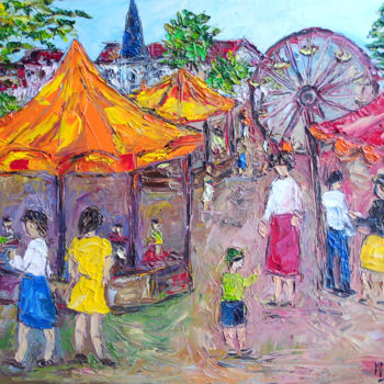 Peinture intitulée "LA FETE FORAINE" par Nicodi, Œuvre d'art originale, Huile