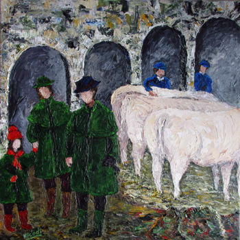 Peinture intitulée "LA FOIRE AUX CHAROL…" par Nicodi, Œuvre d'art originale, Acrylique
