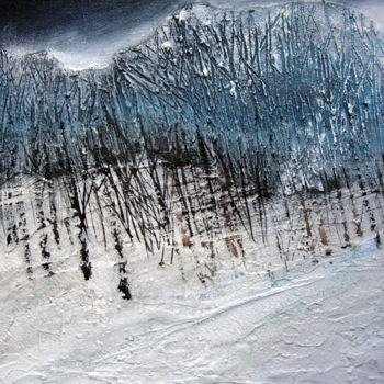 Malerei mit dem Titel "snowscape at night" von Claire Mcinnerny, Original-Kunstwerk, Acryl