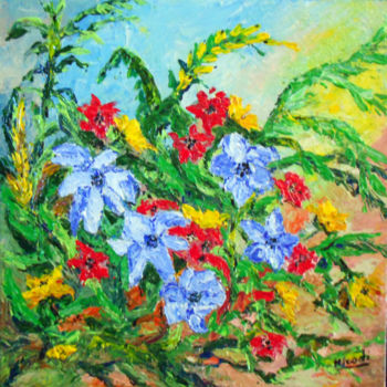 제목이 "COULEURS JARDIN BLEU"인 미술작품 Nicodi로, 원작, 아크릴