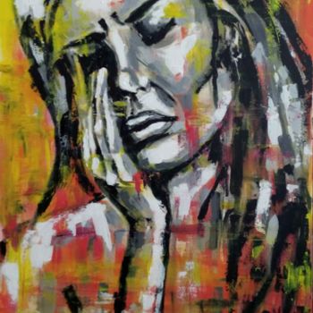 Painting titled "A TRISTEZA" by Thaís Coelho, Original Artwork, Acrylic