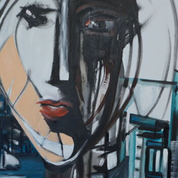 Painting titled "Lady-on-Fire" by Peter Stutz, Original Artwork, Oil