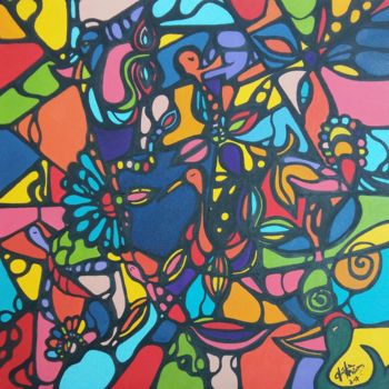 Painting titled "Fauna e flora" by Cláudia Ribeiro Oficial, Original Artwork, Oil