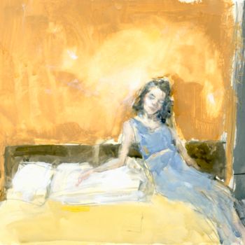 Pintura titulada "Waiting In The Hote…" por Felipe Echevarria, Obra de arte original, Gouache