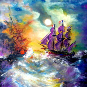Peinture intitulée "Hermione combattant…" par Claude Julia (CJULIA), Œuvre d'art originale, Huile
