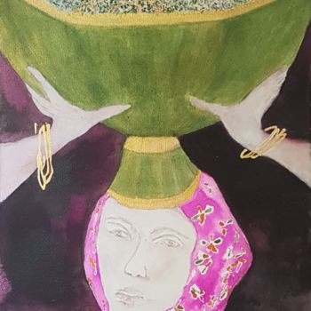 Peinture intitulée "le calice" par Cegede, Œuvre d'art originale, Encre