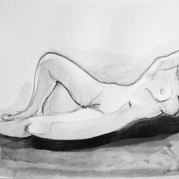 Tekening getiteld "Nu couché" door Alliet-Delacroix, Origineel Kunstwerk