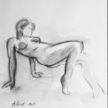 Drawing titled "Nu sur pointes" by Alliet-Delacroix, Original Artwork