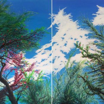 Painting titled "Diptyque été" by Gaïdg, Original Artwork, Acrylic Mounted on Wood Stretcher frame