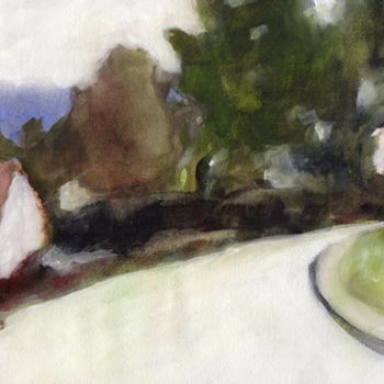 Painting titled "Houses on Island Vi…" by Janel Bragg, Original Artwork, Watercolor