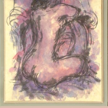 Peinture intitulée "nu violet, assis de…" par Ioana, Œuvre d'art originale, Gouache