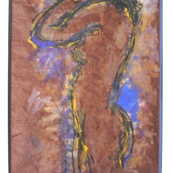 Peinture intitulée "Nu de profil, marro…" par Ioana, Œuvre d'art originale, Gouache