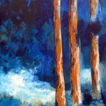 Peinture intitulée "trois arbres" par Noëlle Dauby, Œuvre d'art originale