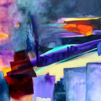 Peinture intitulée "night and day orange" par Noëlle Dauby, Œuvre d'art originale