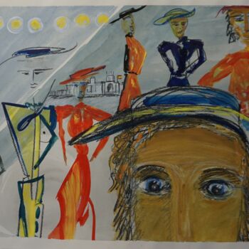Painting titled "Dalis Fashion show…" by Peter Stutz, Original Artwork, Watercolor