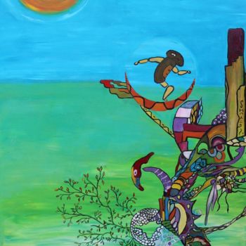 Painting titled "Maanmannetje" by Nikv, Original Artwork, Acrylic