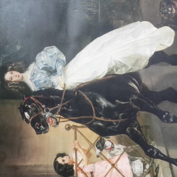 Painting titled "Всадница" by Gulia Akhangaranskaia, Original Artwork, Oil