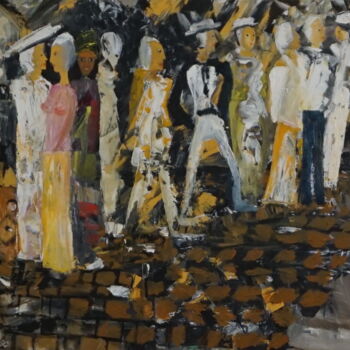 Painting titled "Marktgasse-Bremgart…" by Peter Stutz, Original Artwork, Oil