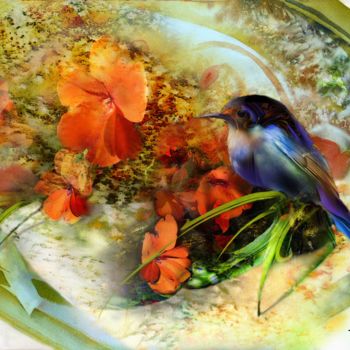 Digital Arts titled "l'oiseau bleu" by Christian Bessede, Original Artwork, Digital Painting